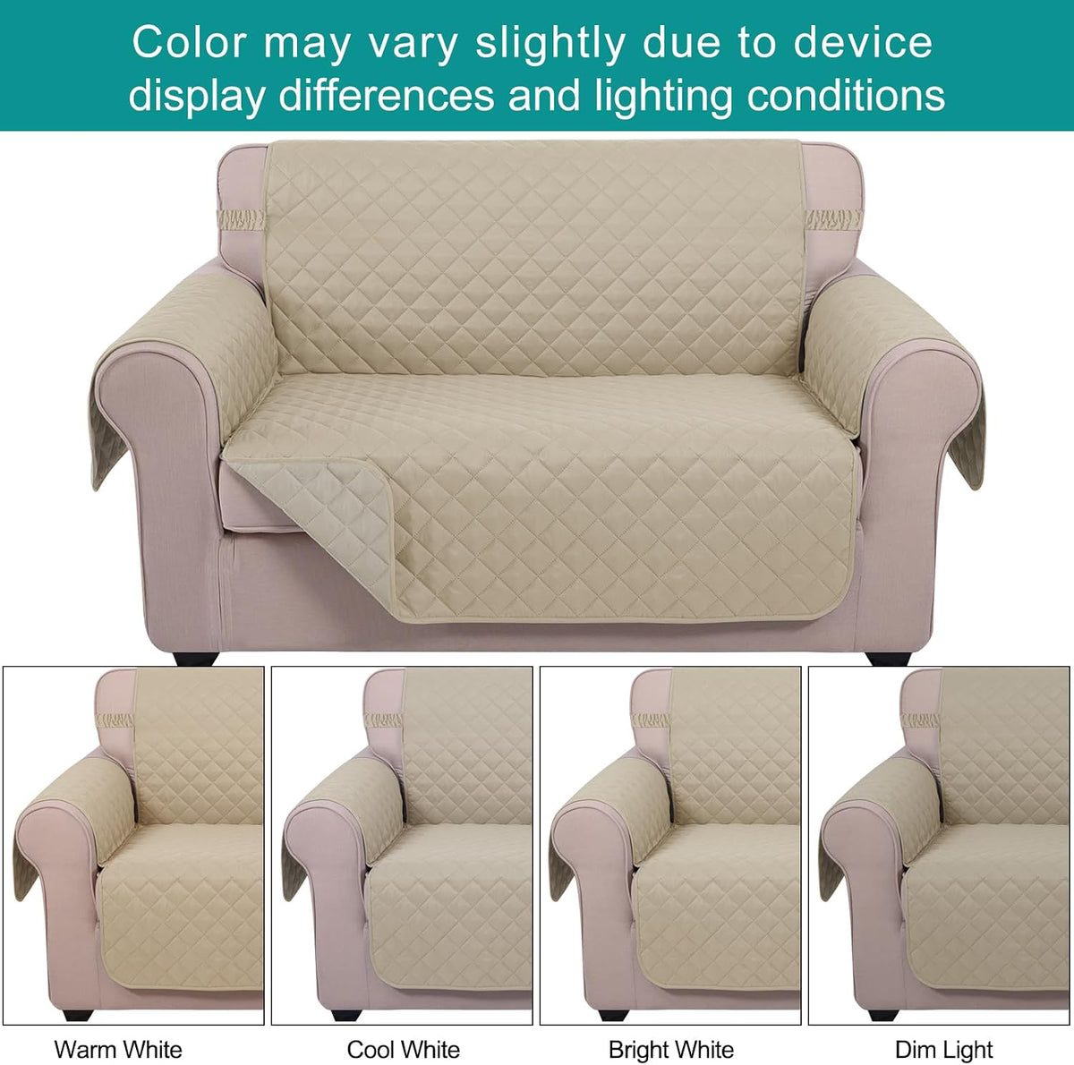 Reversible Sofa Cover Couch Cover for Dogs, Coffee/Beige | 68''Sofa Mat Washable, Pet Friendly, Elastic Straps, Water Repellent, Furniture Protector for 3 Cushion Couch - Colors B