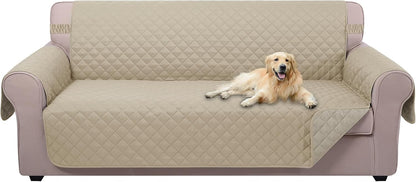 Reversible Sofa Cover Couch Cover for Dogs, Coffee/Beige | 68''Sofa Mat Washable, Pet Friendly, Elastic Straps, Water Repellent, Furniture Protector for 3 Cushion Couch - Colors B
