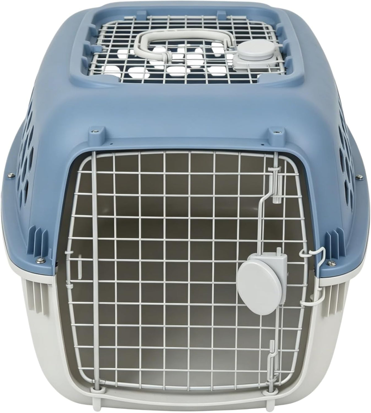 24 Inch Hard Sided Pet Carrier with 2 Doors, Plastic Dog Kennel, Blue