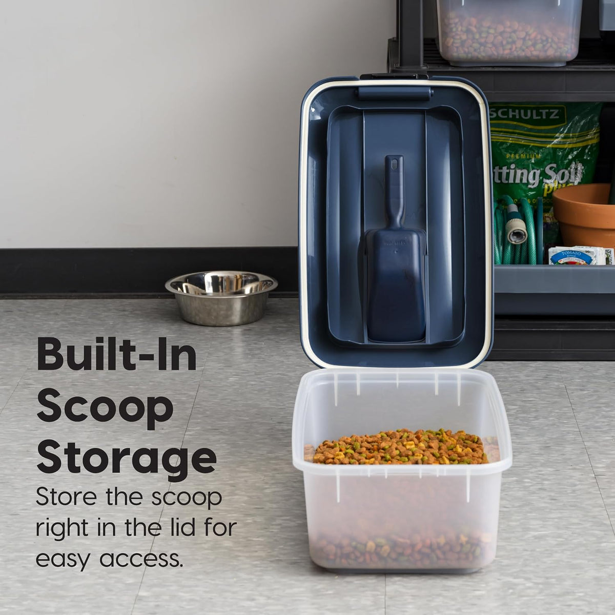 Dog Food Storage Container, Up to 30 lbs, Black
