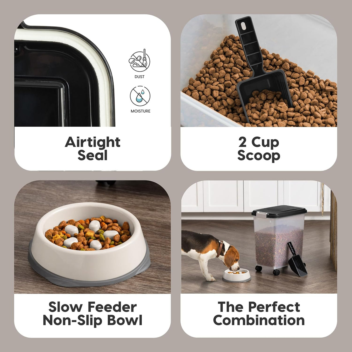 Dog Food Storage Container, Up to 30 lbs, Black