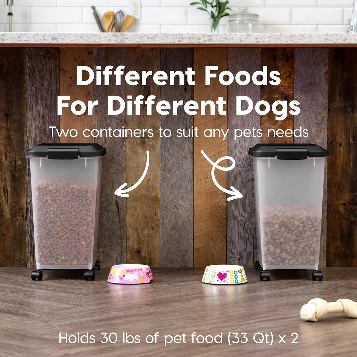 Dog Food Storage Container, Up to 30 lbs, Black