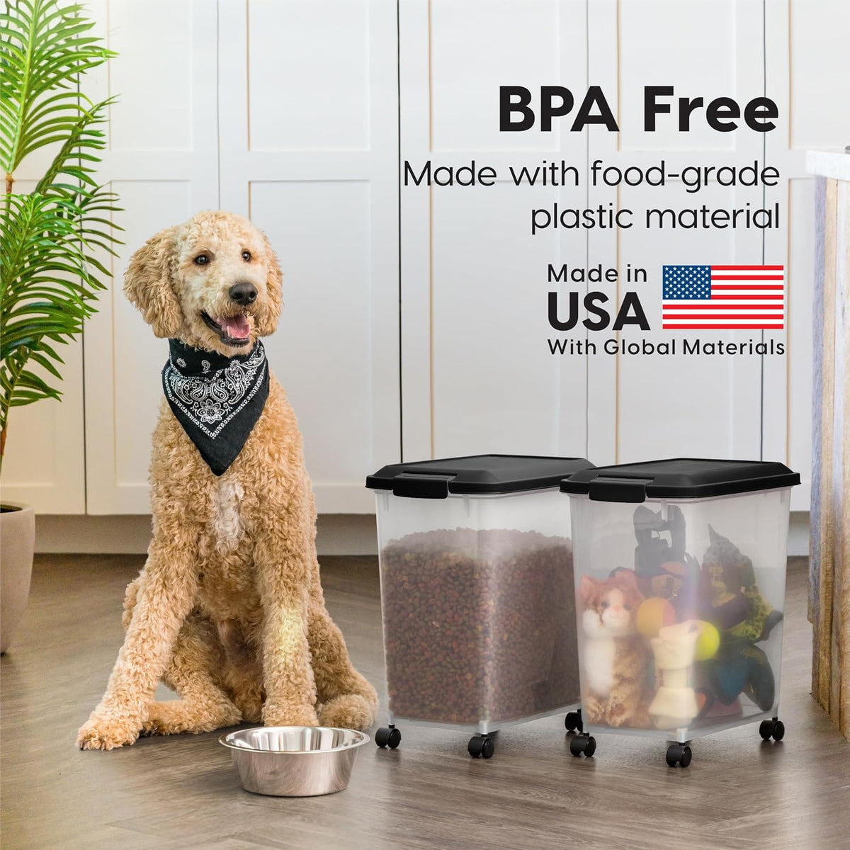 Dog Food Storage Container, Up to 30 lbs, Black