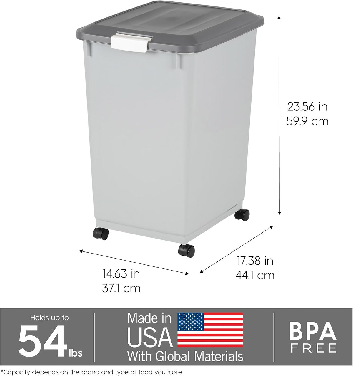 Dog Food Storage Container, Up to 30 lbs, Black