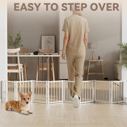 16" Freestanding Short Dog Gate for Small Dogs – Foldable & Retractable, Expands Up to 48" Wide, 4-Panel Pet Barrier for Doorways, Stairs & Hallways (Black)