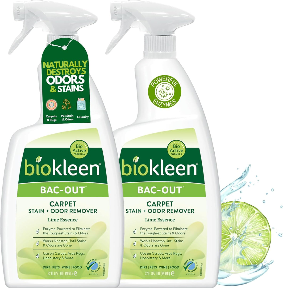 Bac Out Enzyme Cleaner, Stain & Pet Odor Eliminator, Lime Scent