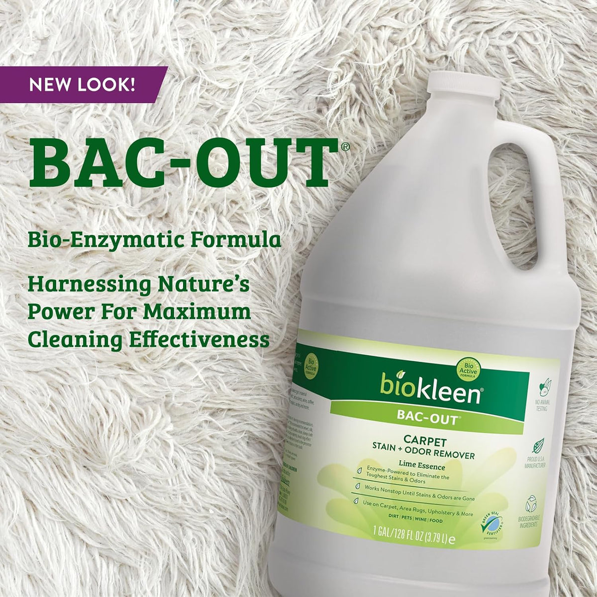 Bac Out Enzyme Cleaner, Stain & Pet Odor Eliminator, Lime Scent