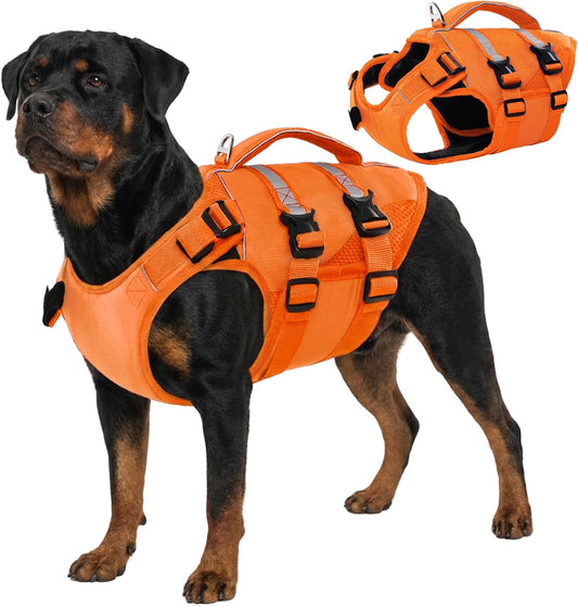 Dog Life Jacket, High Flotation Dog Life Vest for Swimming Boating