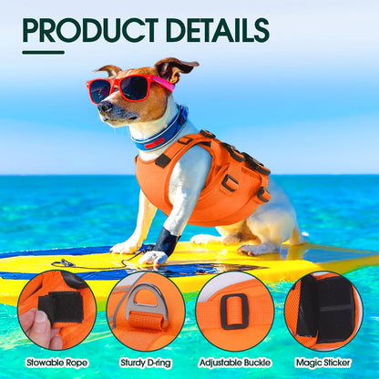 Dog Life Jacket, High Flotation Dog Life Vest for Swimming Boating