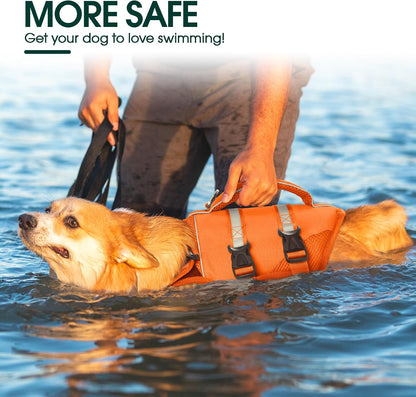 Dog Life Jacket, High Flotation Dog Life Vest for Swimming Boating