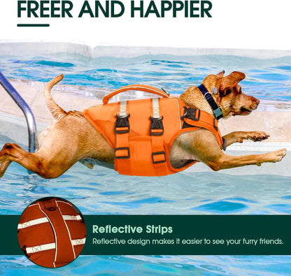 Dog Life Jacket, High Flotation Dog Life Vest for Swimming Boating