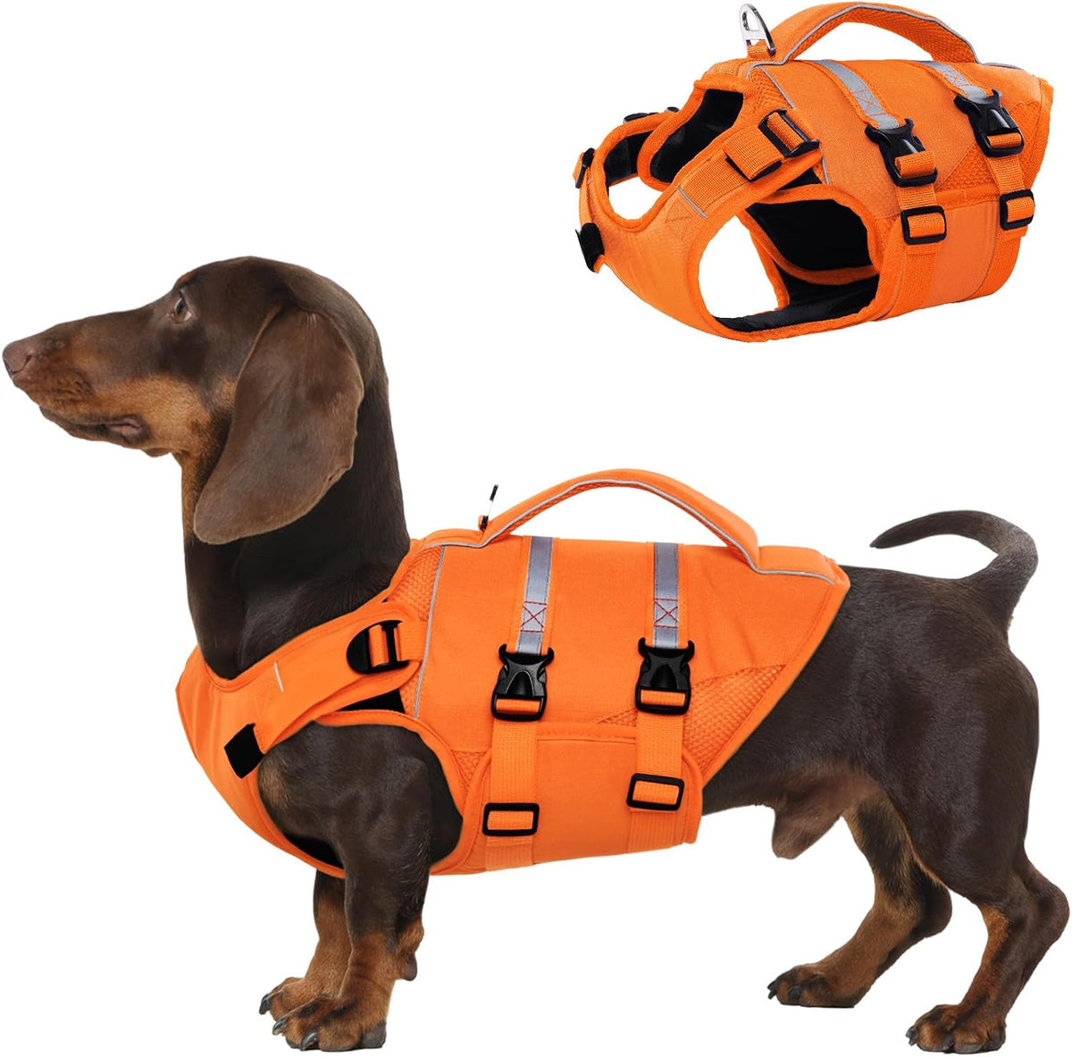 Dog Life Jacket, High Flotation Dog Life Vest for Swimming Boating