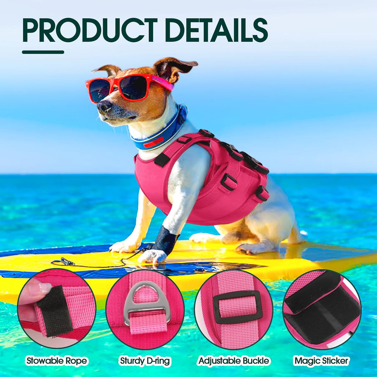 Dog Life Jacket, High Flotation Dog Life Vest for Swimming Boating