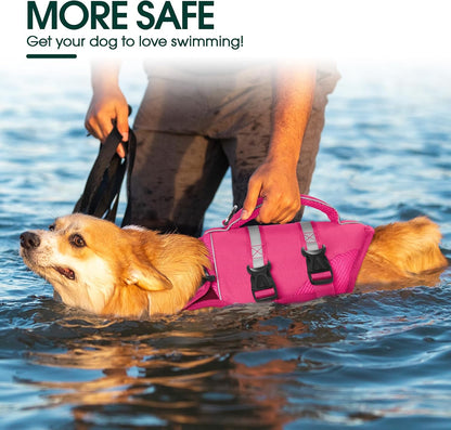 Dog Life Jacket, High Flotation Dog Life Vest for Swimming Boating
