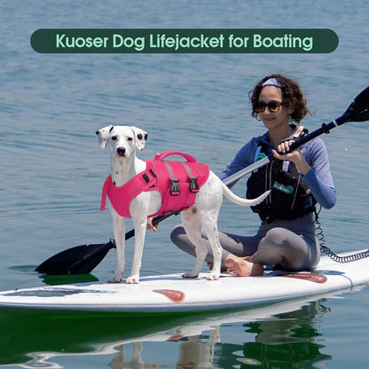Dog Life Jacket, High Flotation Dog Life Vest for Swimming Boating