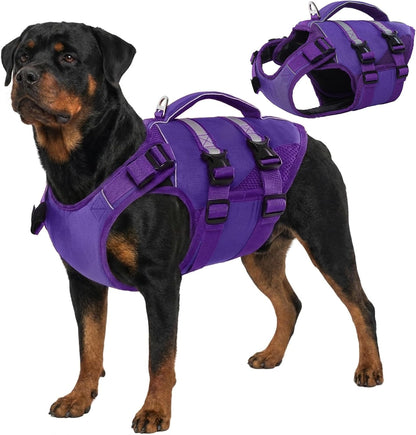 Dog Life Jacket, High Flotation Dog Life Vest for Swimming Boating