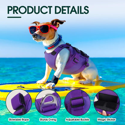 Dog Life Jacket, High Flotation Dog Life Vest for Swimming Boating