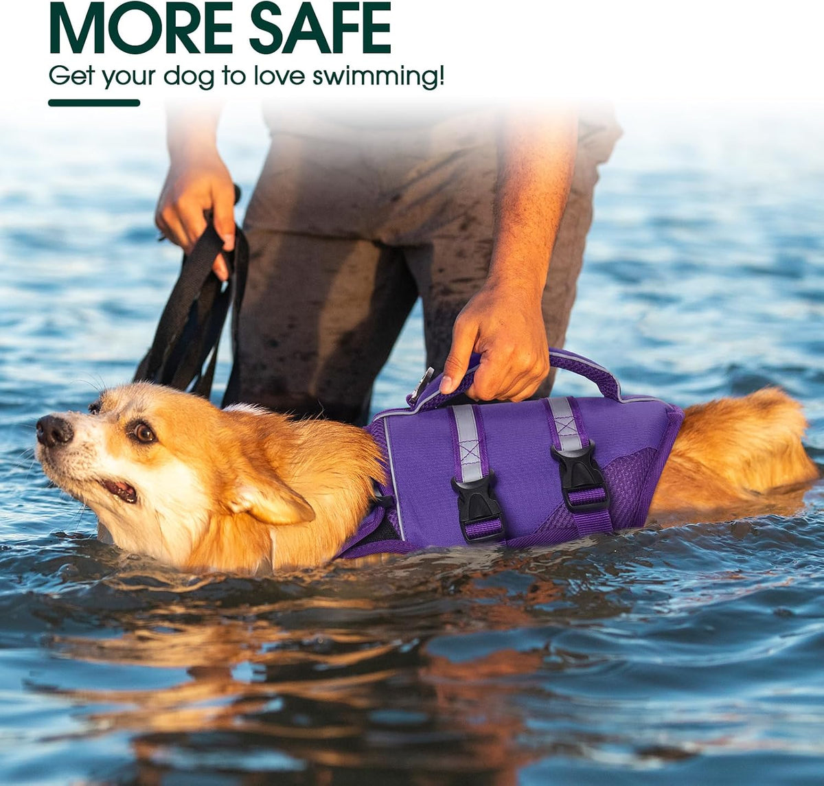 Dog Life Jacket, High Flotation Dog Life Vest for Swimming Boating
