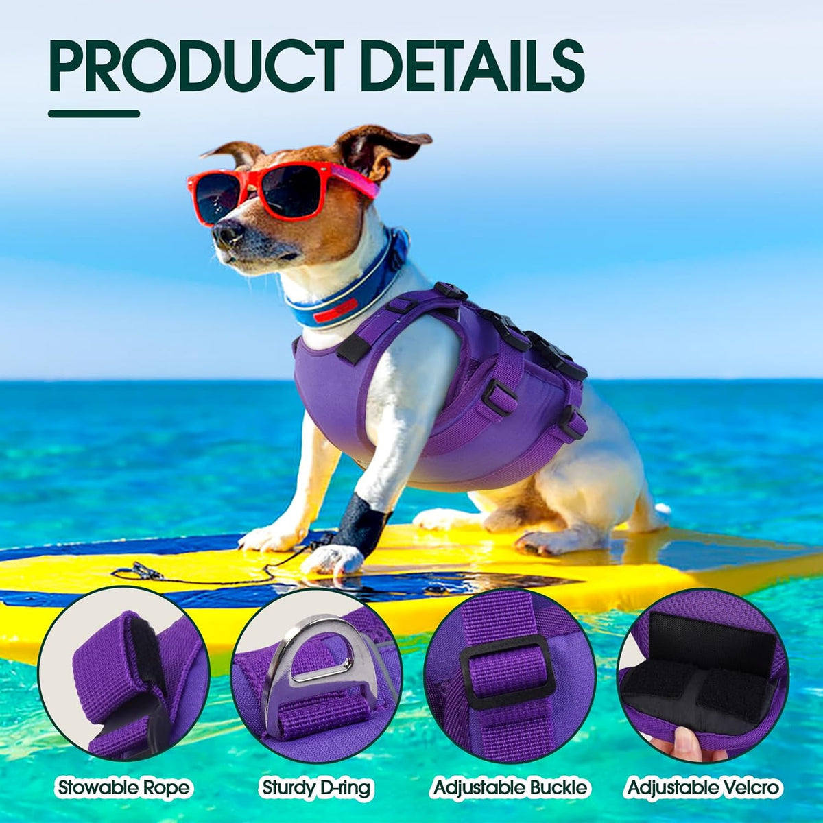 Dog Life Jacket, High Flotation Dog Life Vest for Swimming Boating