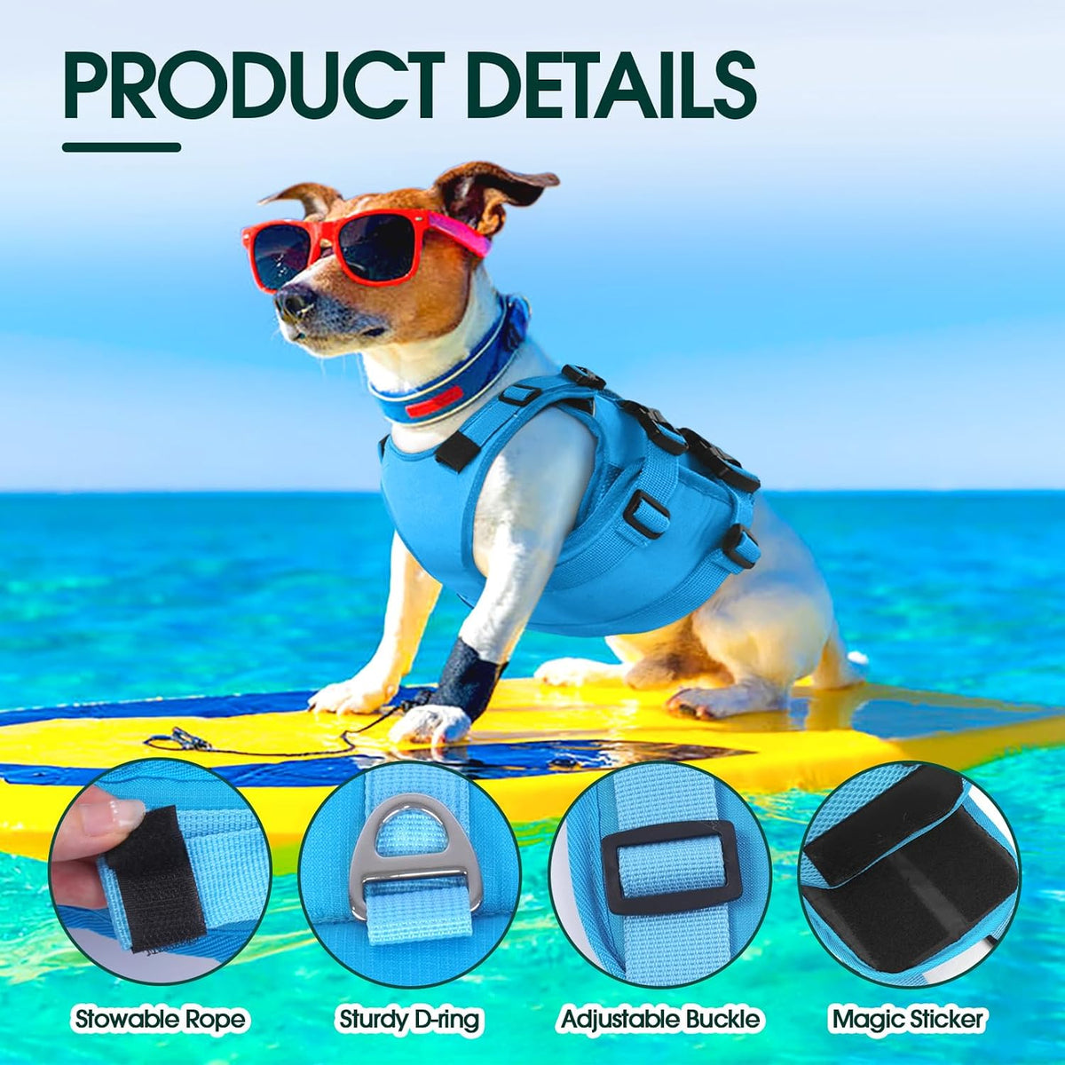 Dog Life Jacket, High Flotation Dog Life Vest for Swimming Boating