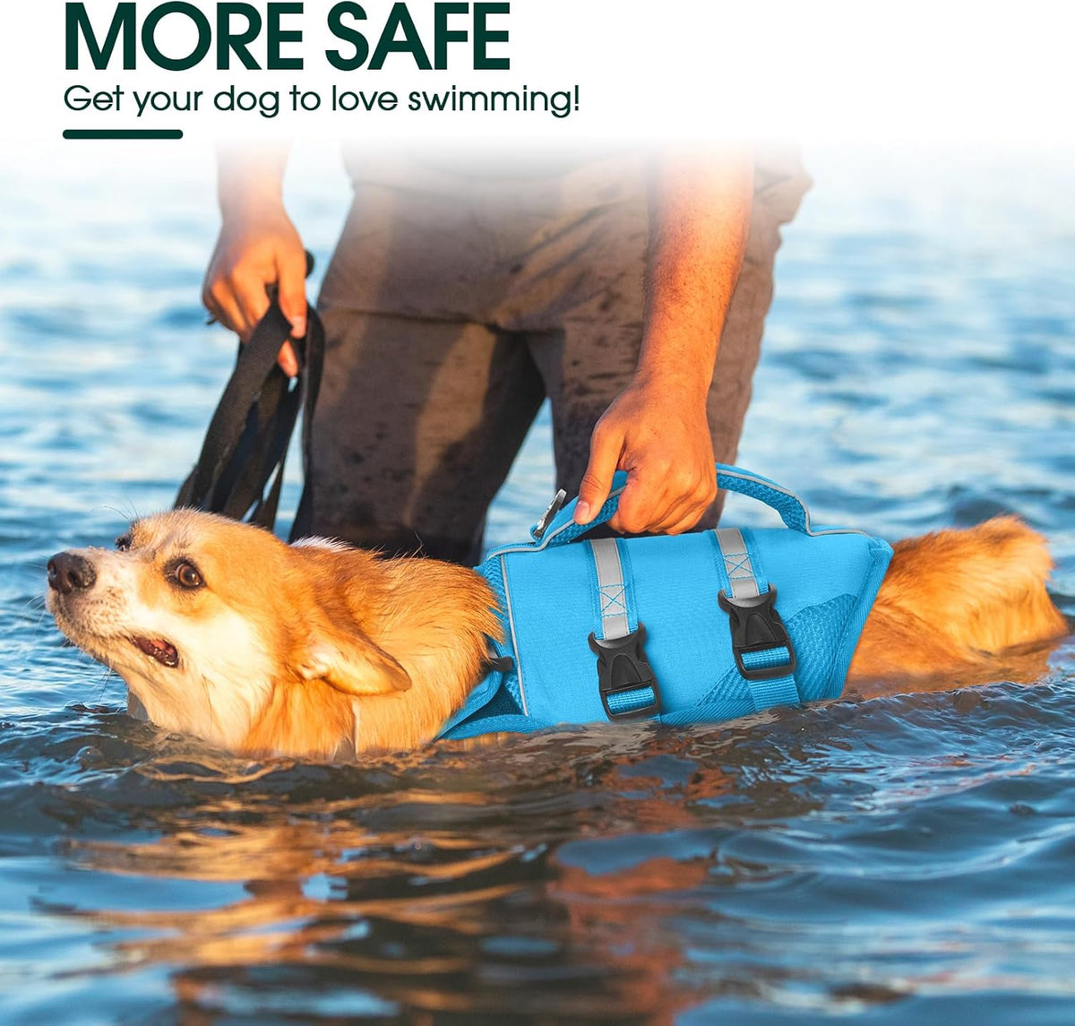 Dog Life Jacket, High Flotation Dog Life Vest for Swimming Boating