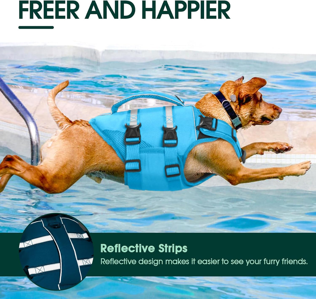 Dog Life Jacket, High Flotation Dog Life Vest for Swimming Boating