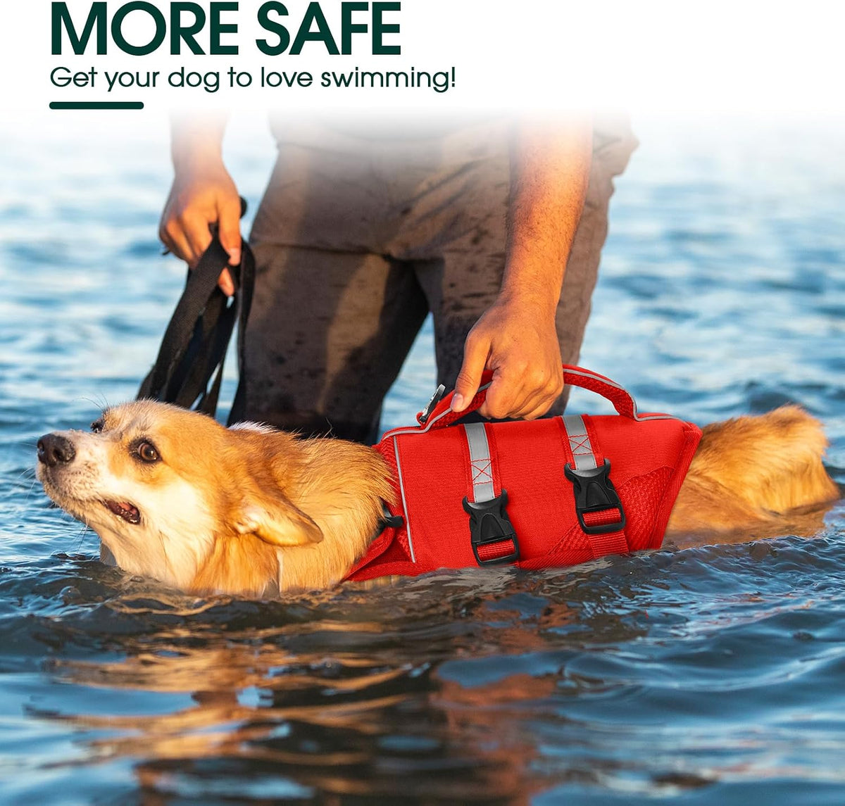 Dog Life Jacket, High Flotation Dog Life Vest for Swimming Boating