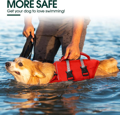 Dog Life Jacket, High Flotation Dog Life Vest for Swimming Boating