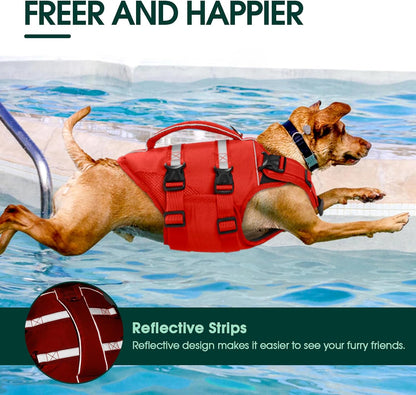 Dog Life Jacket, High Flotation Dog Life Vest for Swimming Boating