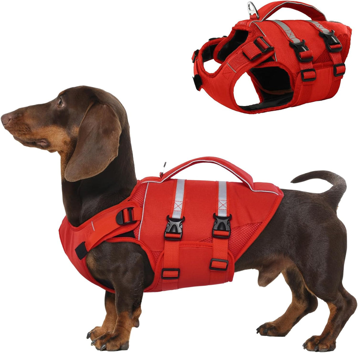 Dog Life Jacket, High Flotation Dog Life Vest for Swimming Boating