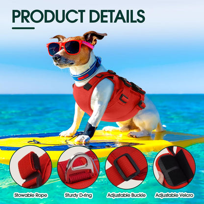 Dog Life Jacket, High Flotation Dog Life Vest for Swimming Boating