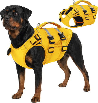 Dog Life Jacket, High Flotation Dog Life Vest for Swimming Boating