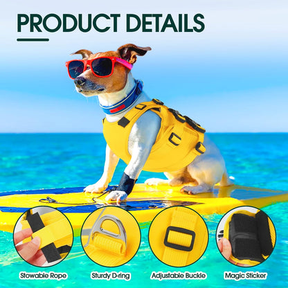 Dog Life Jacket, High Flotation Dog Life Vest for Swimming Boating