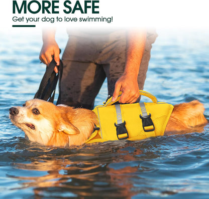 Dog Life Jacket, High Flotation Dog Life Vest for Swimming Boating