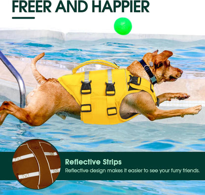 Dog Life Jacket, High Flotation Dog Life Vest for Swimming Boating