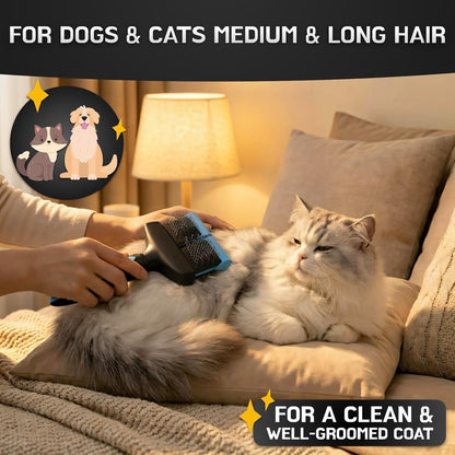 Dual Flexible Head Slicker Brush, Round Tipped Pins, Double Sided | For Dogs and Cats, Grooming Tool Removes Loose Undercoat, Helps Reduce Shedding, and Detangles Knots and Tangles