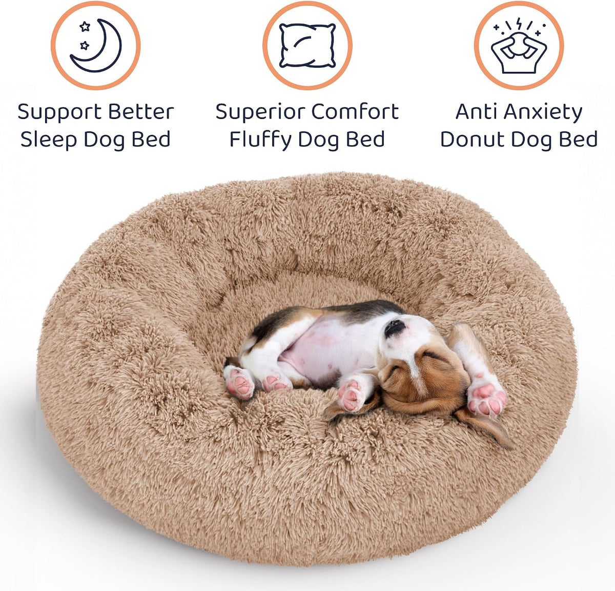 Calming Donut Dog Bed for Small Dogs, Round Dog Bed for Medium & Large Dogs