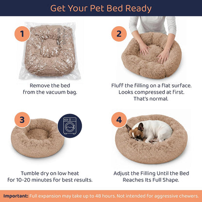 Calming Donut Dog Bed for Small Dogs, Round Dog Bed for Medium & Large Dogs
