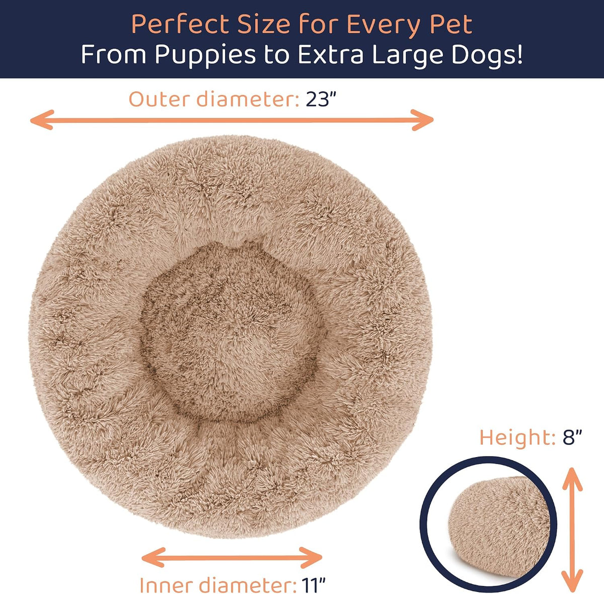 Calming Donut Dog Bed for Small Dogs, Round Dog Bed for Medium & Large Dogs
