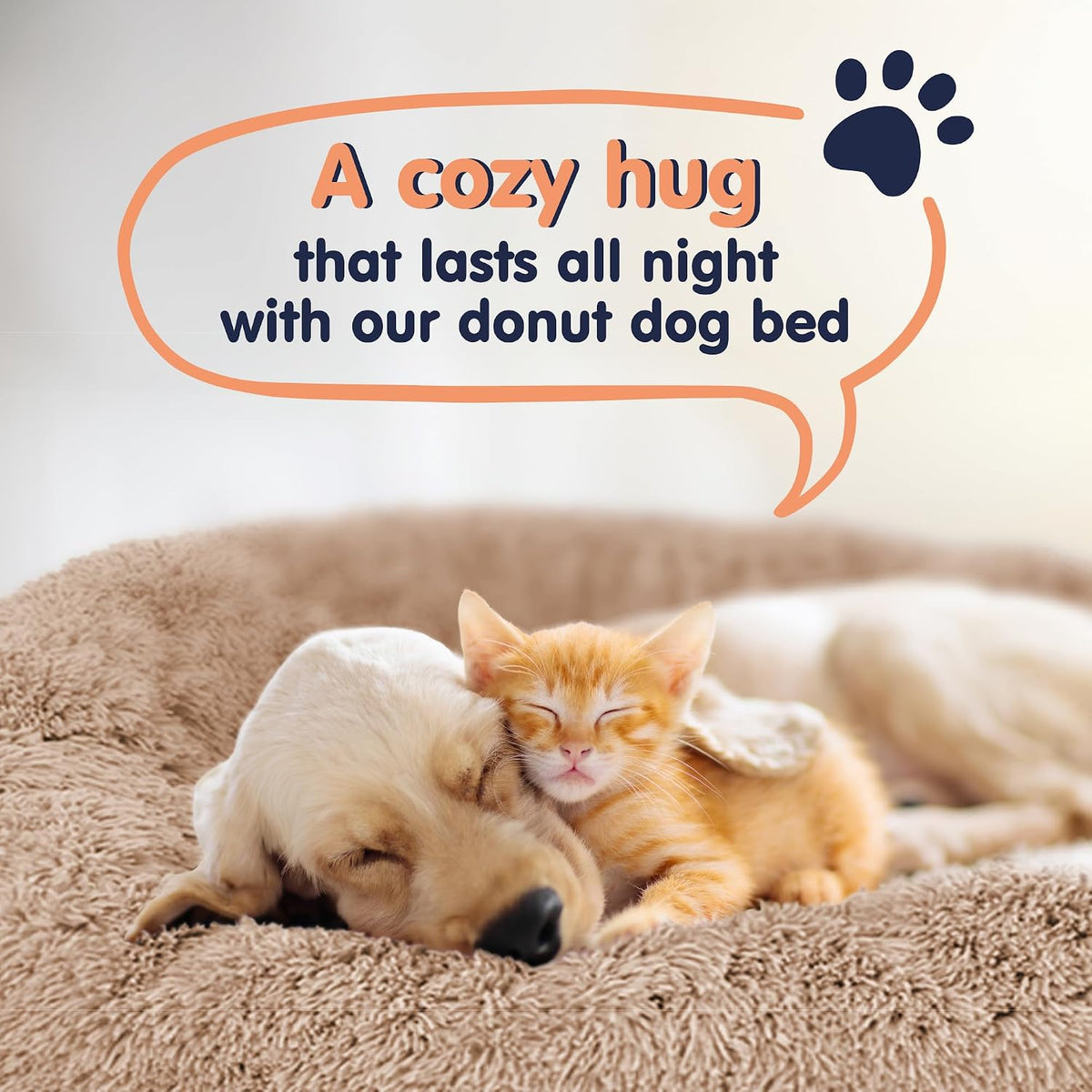 Calming Donut Dog Bed for Small Dogs, Round Dog Bed for Medium & Large Dogs