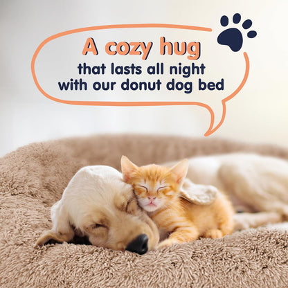 Calming Donut Dog Bed for Small Dogs, Round Dog Bed for Medium & Large Dogs