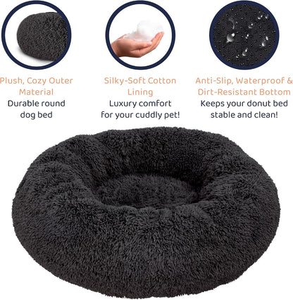 Calming Donut Dog Bed for Small Dogs, Round Dog Bed for Medium & Large Dogs