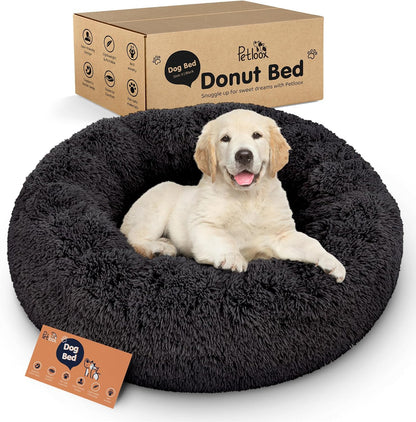 Calming Donut Dog Bed for Small Dogs, Round Dog Bed for Medium & Large Dogs