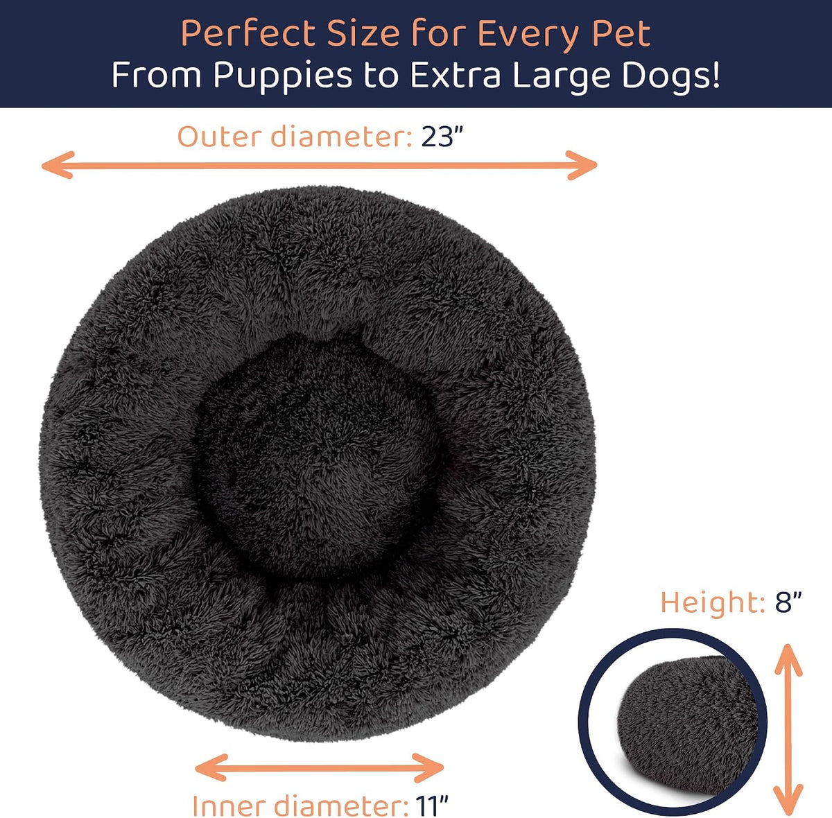 Calming Donut Dog Bed for Small Dogs, Round Dog Bed for Medium & Large Dogs