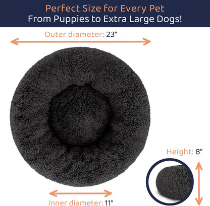 Calming Donut Dog Bed for Small Dogs, Round Dog Bed for Medium & Large Dogs