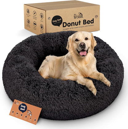 Calming Donut Dog Bed for Small Dogs, Round Dog Bed for Medium & Large Dogs