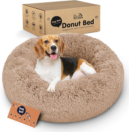 Calming Donut Dog Bed for Small Dogs, Round Dog Bed for Medium & Large Dogs