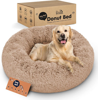 Calming Donut Dog Bed for Small Dogs, Round Dog Bed for Medium & Large Dogs