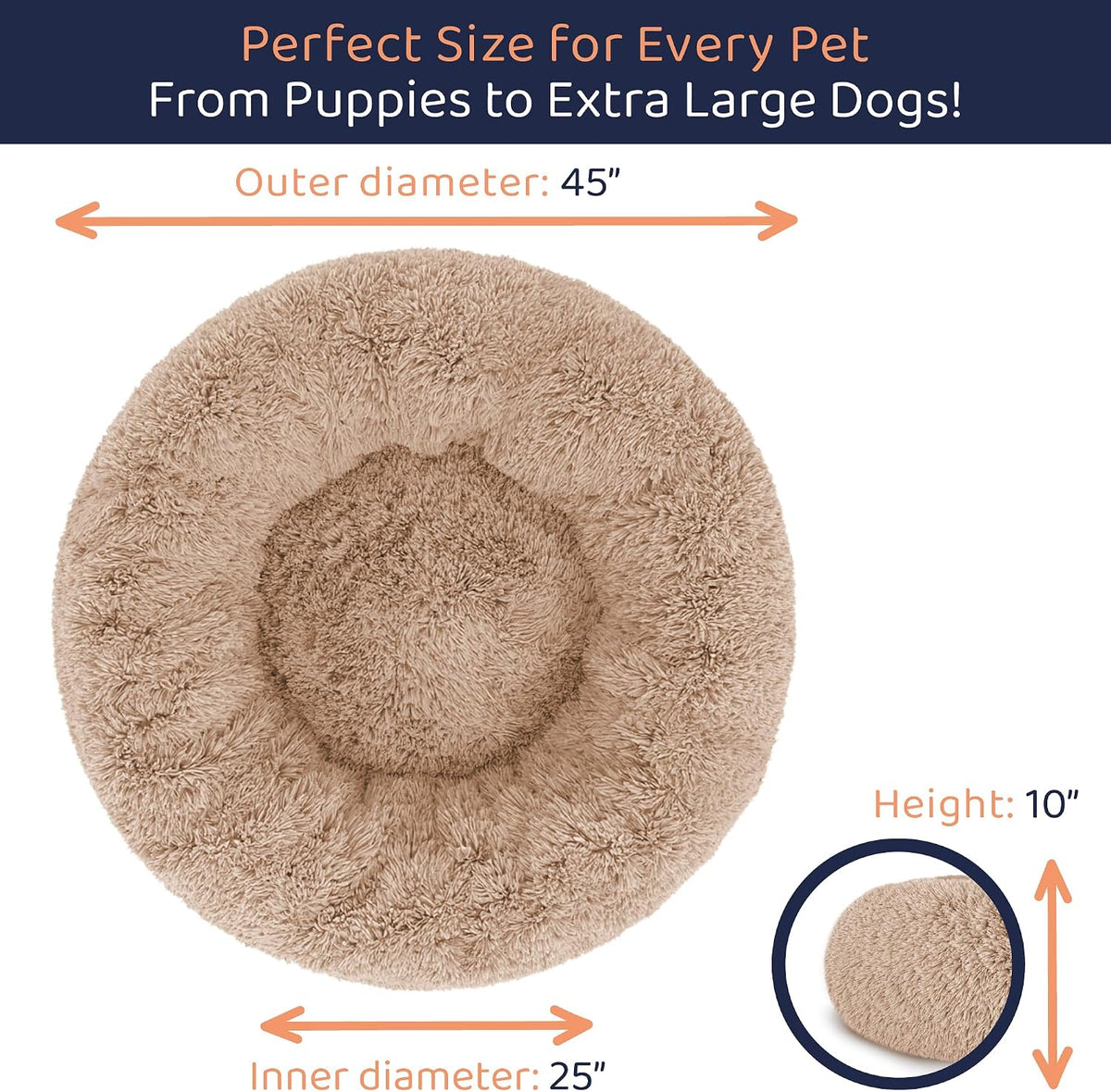 Calming Donut Dog Bed for Small Dogs, Round Dog Bed for Medium & Large Dogs