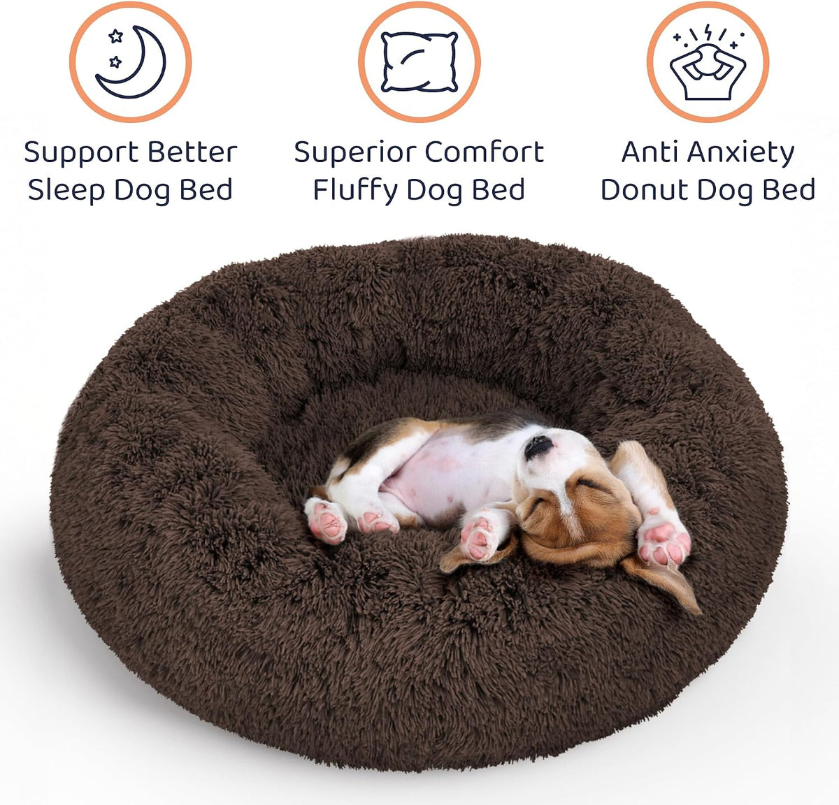 Calming Donut Dog Bed for Small Dogs, Round Dog Bed for Medium & Large Dogs